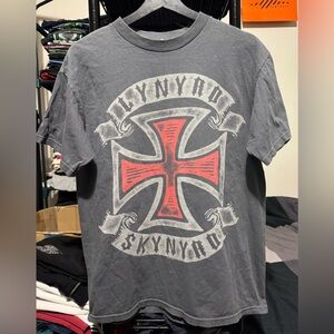 Alstyle Gray Tee with Red Cross Design